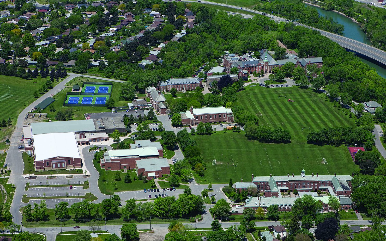 Arial photo of Ridley College school grounds taken by a Drone